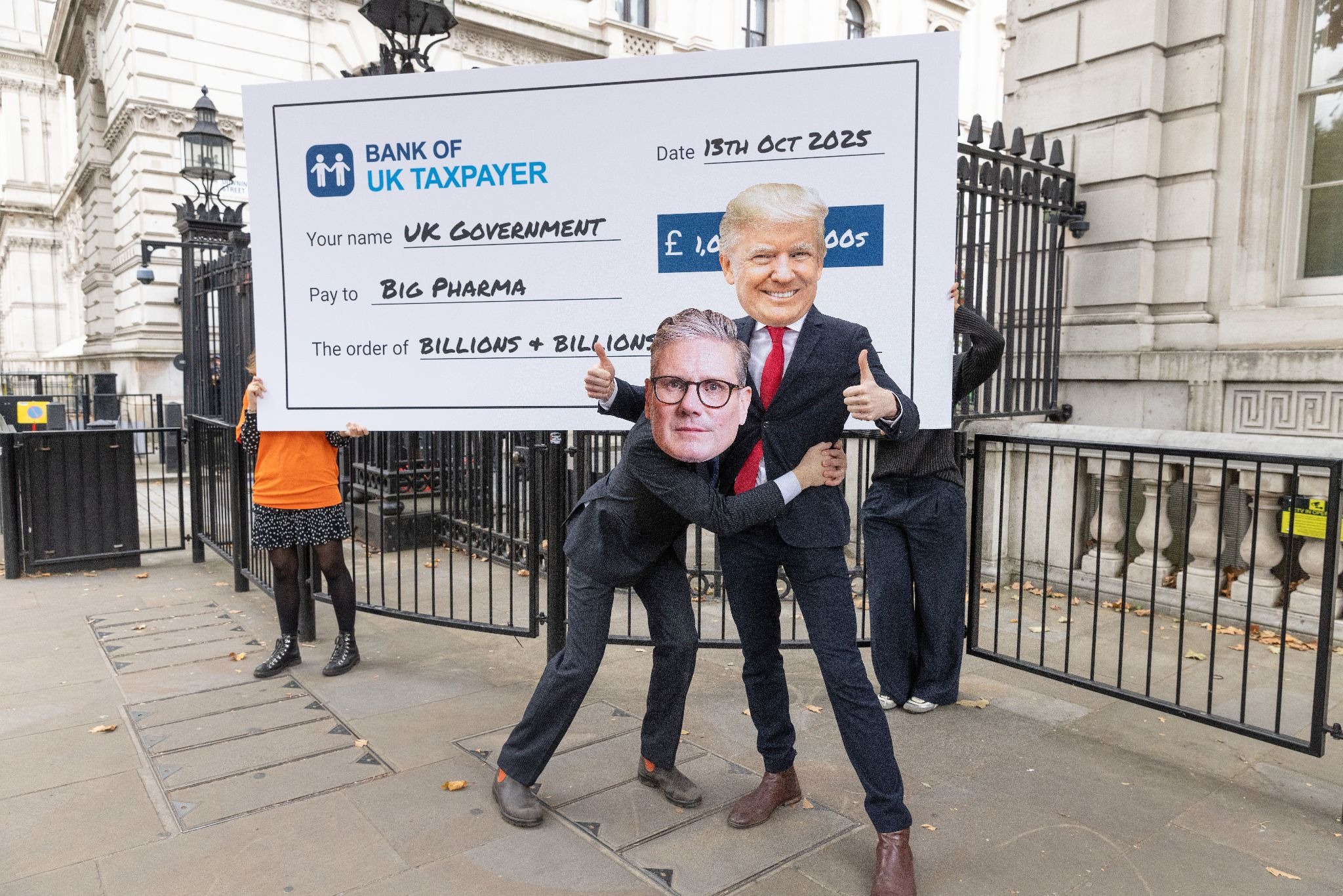 Health bosses delivered giant cheque in protest over Labour's drug hike plans